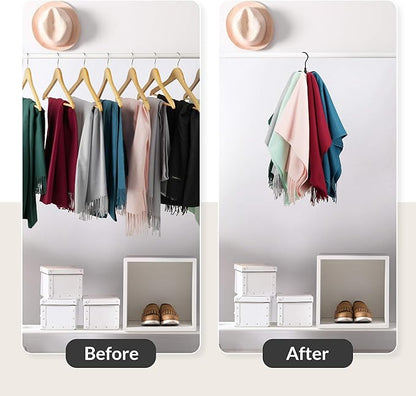 ZEDODIER Scarf Organizer Scarf Hanger for Closet, Rotatable Sturdy Hijab Holder Holds 8 Scarves, Metal Space Saving Closet Organizers and Storage, Black
