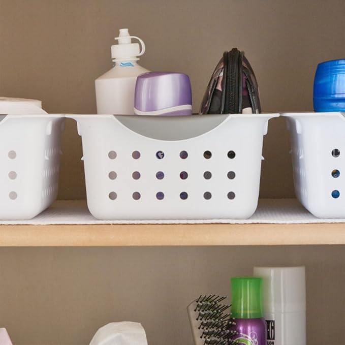 Sterilite 24-Pack Ultra Basket, Open Plastic Bins, Countertop, Cabinet and Closet Organizer, White, Small