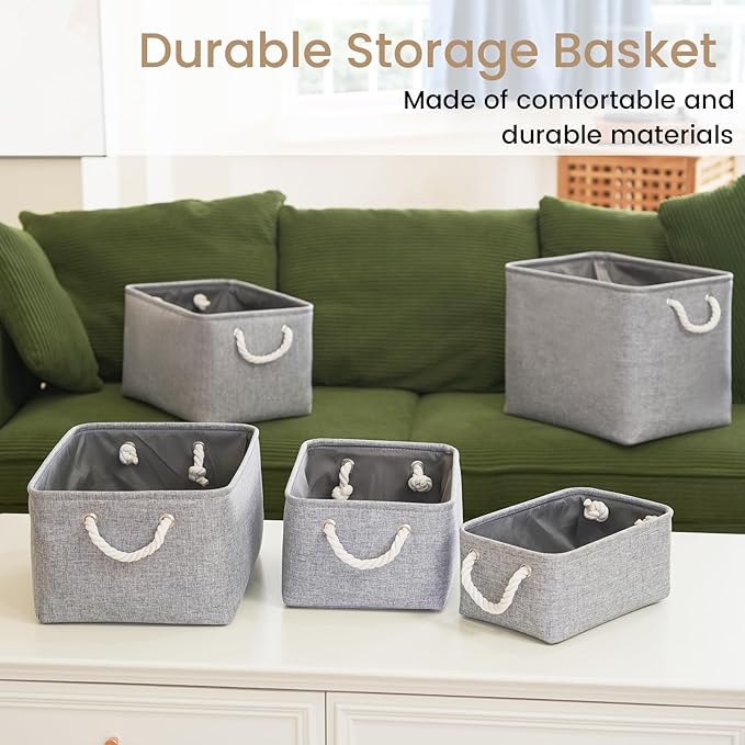 Large Storage Baskets- 16x12x12 inch Storage Bins for Shelves and Closet Organizing, Foldable Fabric Bin for Home Organization Clothes and Laundry (3-Pack, Gray)
