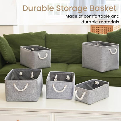 Large Storage Baskets- 16x12x12 inch Storage Bins for Shelves and Closet Organizing, Foldable Fabric Bin for Home Organization Clothes and Laundry (3-Pack, Gray)