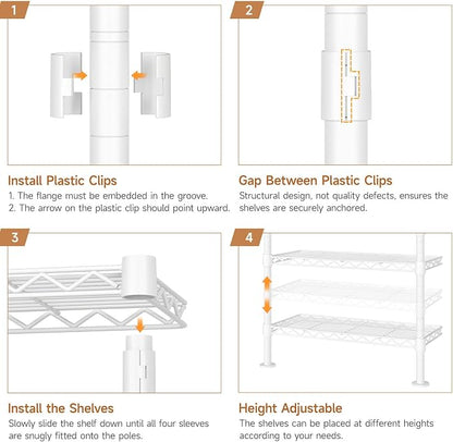 Wall Mounted Garment Rack, Walk-in Closet System with Expandable Rods, Adjustable Shelves, Industrial Pipe Clothing Racks, Hanging Clothes Organizers and Storage, Metal Closet Shelving Wardrobe