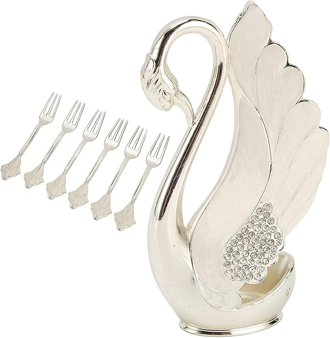 Decorative Swan Flatware Holder Organizer Set for Spoons, Forks, Coffee Stirring, Dessert Cutlery, Kitchen Counter Display