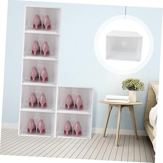 MAGICLULU 1pc Plastic Shoe Storage Box Creative Design Stackable Shoes Container for Easy Organization Capacity for Seasons