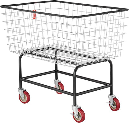 VEVOR Wire Laundry Cart, 3.8Bushel Wire Laundry Basket with Wheels, 32.5''x21.3''x29.9'', Commercial Laundry Basket, Steel Frame with Chrome Finish, 4'' Casters, Wire Cart for Laundry