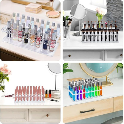 Rollerball Perfume Organizer, Beauty Scent Holder, 36 Space Clear Acrylic Perfume Organizer consists of 16 large sizes and 20 small sizes Tall Scented Oil Storage Display Case