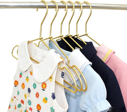12.6” Gold Matt Metal Coat Hanger, 30PCS, Children Standard Suit Hanger, Clothes Hangers for Closet Toddler Infant Newborn Kids Hangers, Space Saving Baby Clothes Hangers