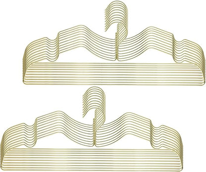 20 Pack Heavy Duty Metal Steel Wire Clothes Hanger, Ultra Slim & Short Neck Hanger,Space Saving Durable Non-Slip Felt Hangers, Closet Organizer for Home Dorm Laundry (Gold)