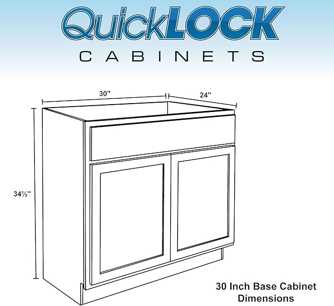 Quicklock RTA (Ready-to-Assemble) | Base Kitchen Cabinets - Shaker Style | Made in America (Raw Maple, 30" Wx34.5 Hx24 D Base)
