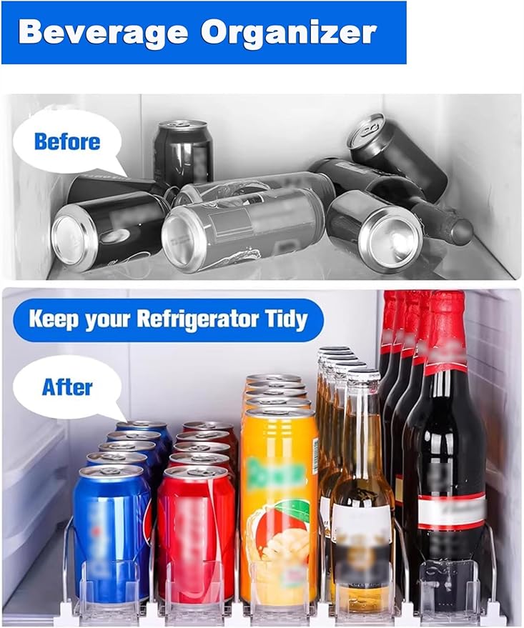 Fridge Automatic Can Dispenser Drink organizer for fridge Grab-and-Go, Auto-Restocking(34 x 31 cm)