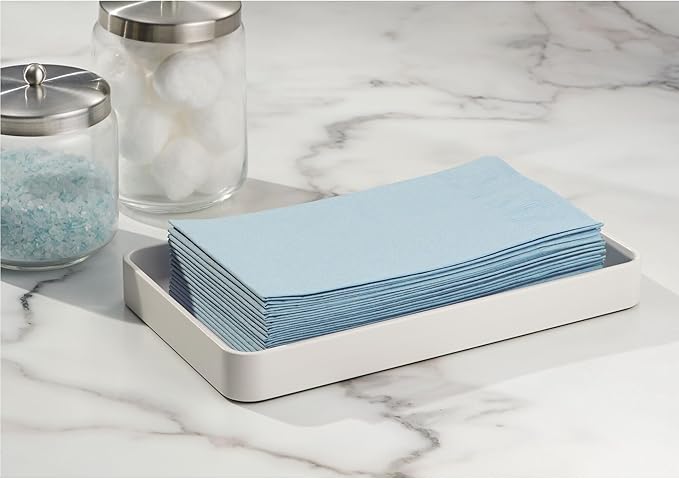 iDesign Stainless Steel Bathroom Tray for Towels, Cosmetics, and Accessories, The Gia Collection - 9.62" x 5.62" x 1.07", White
