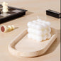 CHISELED ST DF SK Natural Travertine Oval - 10x5 Inch Bathroom and Vanity Marble Small Tray for Soap Bottle, Perfume, Aromatherapy and Jewelry Accessories - Countertop Tray with Non-Slip Raised Base