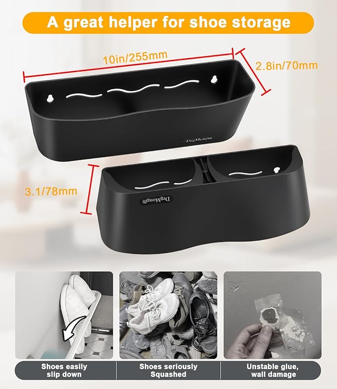7-Pack Wall Mounted Shoe Rack with Sticky Strips, Space Saving Hanging Shoe Rack, No-Drill Hanging Shoe Shelves, Ideal for RV, Campers, Door, Closet