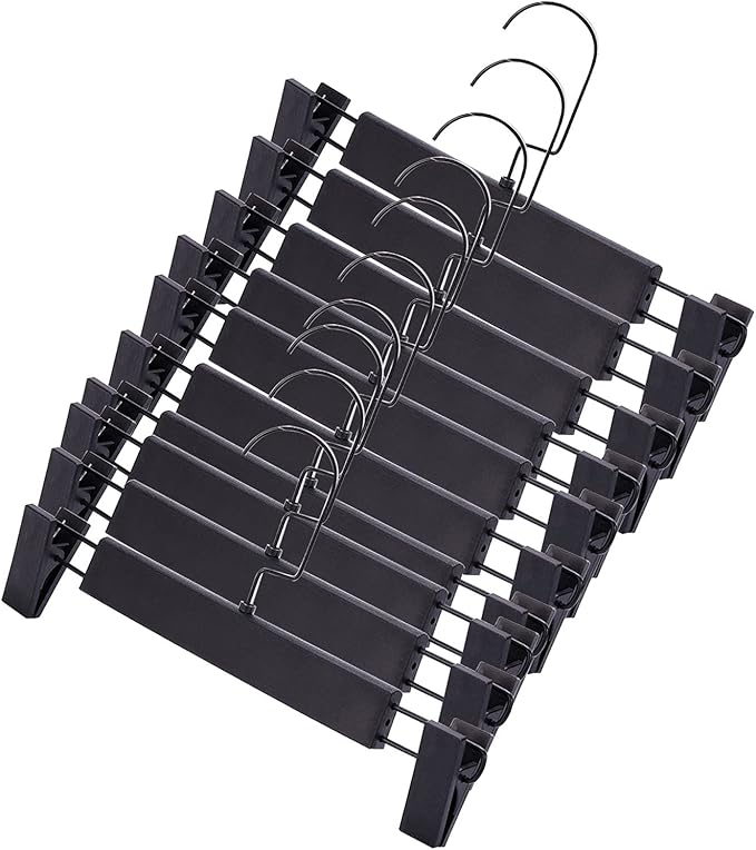 Plastic Pants Hangers, 10 Pcs Clothes Hangers, Clip Adjustable Multifunctional,Travel Laundry Hanging Clip for Shoe Hat Clothes Jeans