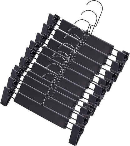 Plastic Pants Hangers, 10 Pcs Clothes Hangers, Clip Adjustable Multifunctional,Travel Laundry Hanging Clip for Shoe Hat Clothes Jeans