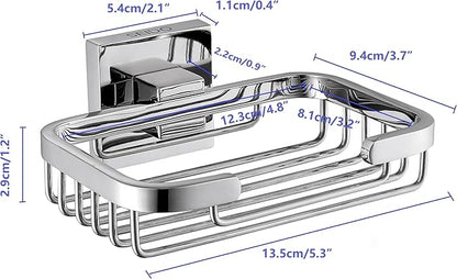 SEIDO Soap Dish for Shower, 304 Stainless Steel Bar Soap Holder for Bathroom & Kitchen, Polished Chrome Soap Tray for Shower, 4.8" L x 3.2" W Internal