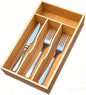 guiogc Bamboo Kitchen Drawer Silverware Organizer, 7 Inch Silverware Utensils Tray Holder for Small Drawer, Wood Caddy for Flatware Cutlery Knives 4-Slots
