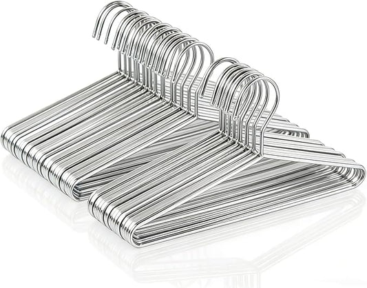 50 Pack Metal Coat Hangers Clothing Hangers Heavy Duty, Stainless Steel for Coat Clothes Shirt Suit Pant, 16.4 Inch Silver Wire Hanger