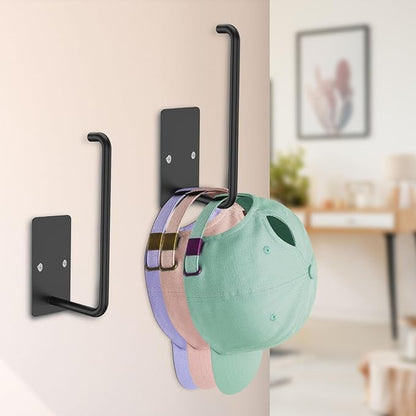 Hat Rack for Baseball Cap 2 Pack Hat Hooks Stainless Steel Hat Storage Hooks Adhesive Hat Organizer Holder Wall Mounted Hat Holder Wall Hat Organizer Hat Hanger Racks for Closet Door Living Room