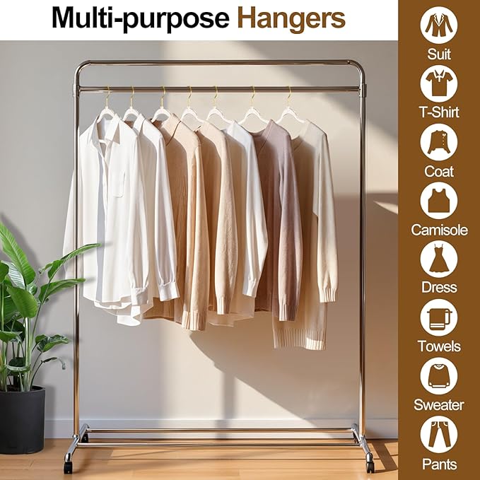 FUDESY Clear Plastic Hangers 50 Pack, Acrylic Clothes Hangers with Gold Glitter, Heavy Duty Hangers, Space Saving, Ultra Slim, 360° Swivel Hook, Non-Slip Notches, for Coats, Suits, Dress, Pants