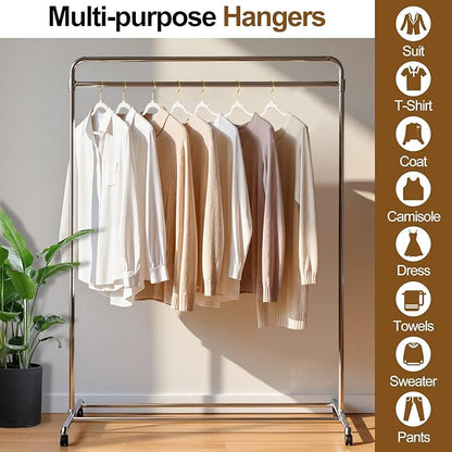 FUDESY Clear Plastic Hangers 50 Pack, Acrylic Clothes Hangers with Gold Glitter, Heavy Duty Hangers, Space Saving, Ultra Slim, 360° Swivel Hook, Non-Slip Notches, for Coats, Suits, Dress, Pants
