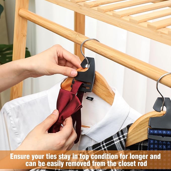 Maxdot 100 Pcs Tie Hangers, Plastic Neck Tie Holders for Display, Black Necktie Hook Hangers for Men Retail Closet, 2.8 x 2 inches