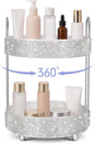 Honeydak 360 Rotating Perfume Organizer for Mother Day Nurse Day Rhinestone Bathroom Counter Organizer Makeup Holder Skincare and Perfume Storage for Cosmetic Countertop(2 Tiers,Resin Stone,White)