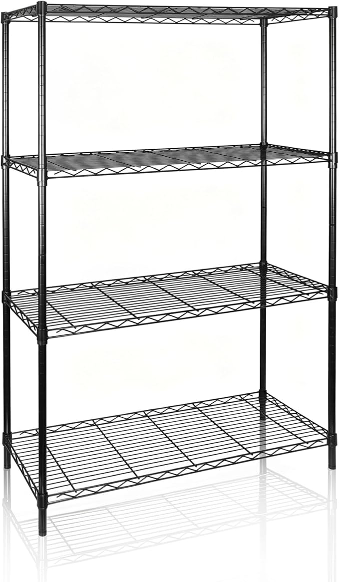SUPER DEAL Black 4-Shelf Heavy Duty Storage Wire Shelving Unit for Restaurant Garage Pantry Kitchen Garage Rack (36L x 14W x 54H)