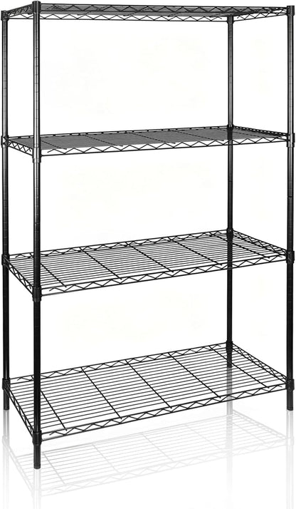 SUPER DEAL Black 4-Shelf Heavy Duty Storage Wire Shelving Unit for Restaurant Garage Pantry Kitchen Garage Rack (36L x 14W x 54H)