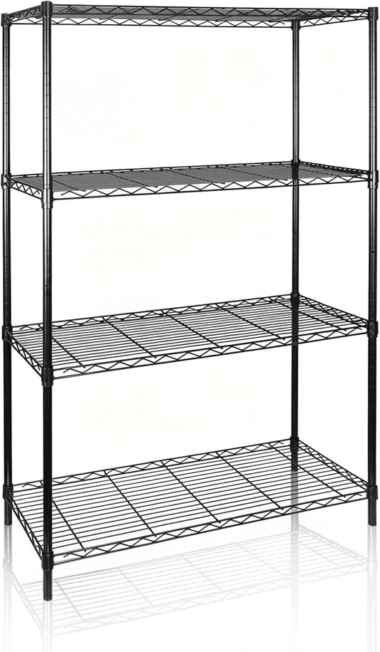 SUPER DEAL Black 4-Shelf Heavy Duty Storage Wire Shelving Unit for Restaurant Garage Pantry Kitchen Garage Rack (36L x 14W x 54H)