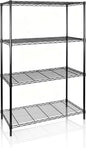 SUPER DEAL Black 4-Shelf Heavy Duty Storage Wire Shelving Unit for Restaurant Garage Pantry Kitchen Garage Rack (36L x 14W x 54H)