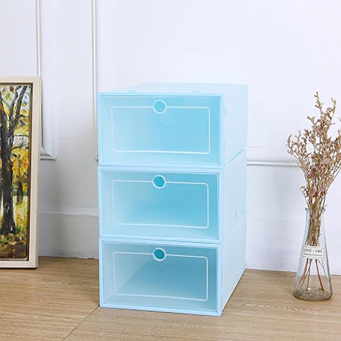 6pcs Shoes Case Window Design Stackable Cardboard Storage Boxes Easy to Find Your Shoes Keep Home Tidy