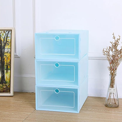 6pcs Shoes Case Window Design Stackable Cardboard Storage Boxes Easy to Find Your Shoes Keep Home Tidy