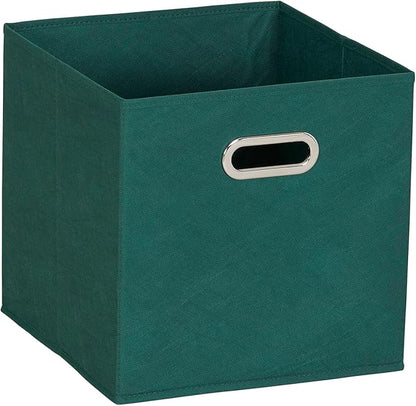Household Essentials Foldable Fabric Storage Cubes 6-Pack – 11x11x11 Stackable Non-Woven Bins with Chipboard Sides & Grommet Handles – Closet, Shelf, Nursery, or Office Organizer – Forest Green