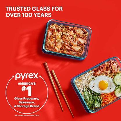Pyrex Simply Store (7-Pack) Glass Food Storage Containers Set, (1, 2, 4 & 7 Cup) Meal Prep Containers With Plastic BPA-Free Lids, Dishwasher & Microwave Safe