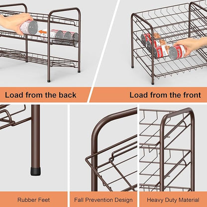 NANANARDOSO Can Organizer for Pantry, 3 Tier Can Dispenser Rack Holds up to 72 Cans, Can Storage Organizer Holder for Canned Food Storage Kitchen Cabinets or Pantry Shelf Countertop, Brown