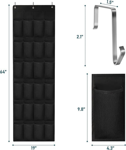 24 Large Pockets Upgraded Over the Door Shoe Organizer, Enhanced Hanging Solution Holder Closets, Shoe Cabinets for Everyone