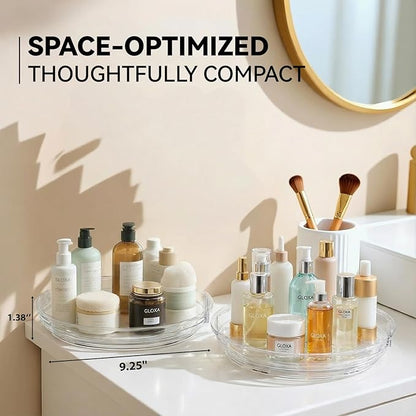 2 Pack Lazy Susan Turntable Organizer for Cabinet, 9.25'' Rotating Spice Rack Organization for Kitchen, Pantry, Bathroom, Vanity, Countertop, Medicine Storage, Seasoning Spice Organizer