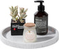 Silicone Bathroom Tray Round Kitchen Counter Organizer Decorative Vanity Accessories Coffee Table Decor for Perfume, Candle, Soap Dish, 10 Inch, Marble