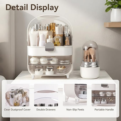 Makeup Organizer Countertop, Skincare Bathroom Counter Organizer, Storage Box Cosmetic Display Cases, Teen Girl Gifts Trendy Stuff Make up Organizers for Vanity, Dresser (Sliver)
