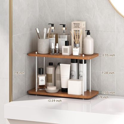Bathroom Counter Organizer,Bathroom Shelf Organizers & Sink Organizer,Vanity Organizers,Storage Skincare,Makeup,Perfume,Spices,Coffee Station,for Corner,Dresser,Kitchen,Adjustable Height(2Tier)