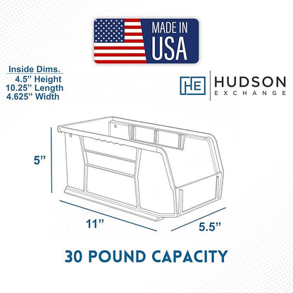 Hudson Exchange 11" x 5-1/2" x 5" (6 Pack) Plastic Stackable Storage Bin and Hanging Container, Stone