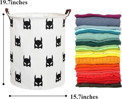Large Sized Storage Baskets with Handle,Collapsible & Convenient Home Organizer Containers for Kids Toys,Baby Clothing (Black Bats)