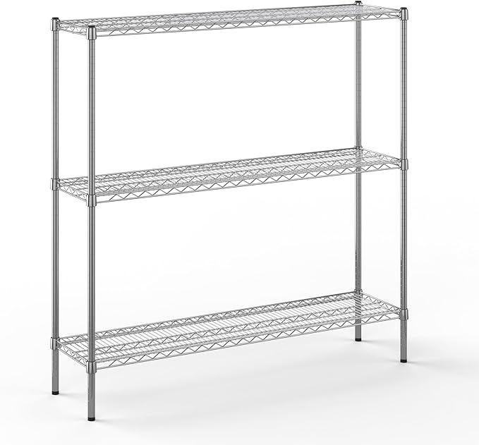 14" Deep x 54" Wide x 54" Height Wire Shelving Kit | 3-Tier | NSF Commercial Storage Rack Unit