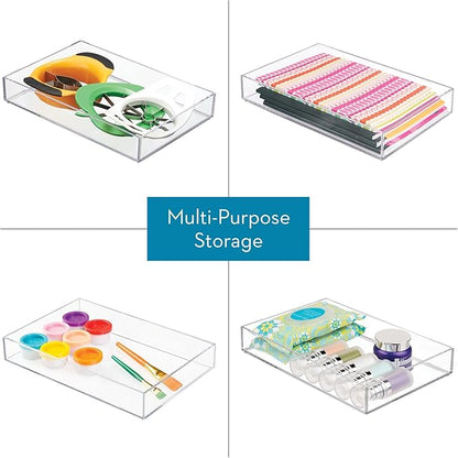 iDesign Makeup Drawer Organizer Tray for Vanity or Bathroom Countertop - Set of 4 Clear