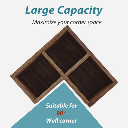 Suli Extra Large Kitchen Utensils Holder with 3 Compartments,Corner Utensil Caddy for Countertop,Acacia Wood Utensil Organizer for Kitchen Countertop, Farmhouse Decor-Acacia Brown