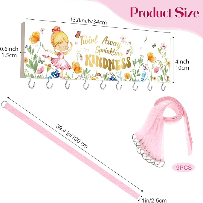Jetec Hair Bow Organizers, Hair Clip Holders, Hello Beautiful Wall Mount Jewelry Holder with 9 Hooks for Room(Ballet Style)