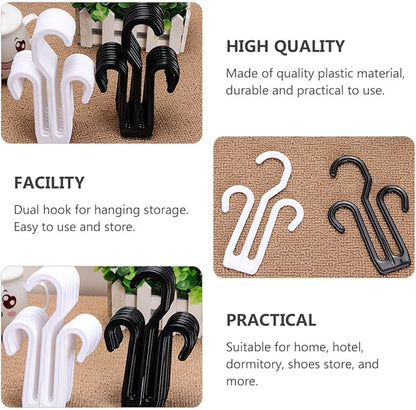 balacoo 20pcs Black Plastic Hanging Shoe Organizer Rack with Hooks for Slipper Drying and Shoe Storage for Home Dormitory and Hotel Use