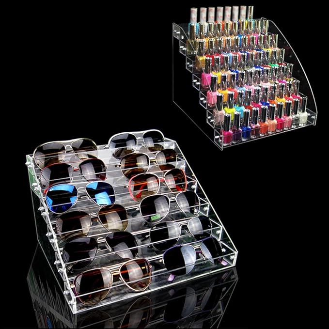 7 Tiers Essential Oils Nail Polish Rack Acrylic Lipstick Holder Display Stands Dropper Bottle Organizers Wide Tall Dresser Balls Commodity Goods Shelf for Store Shop Countertop Checkout Counter Case