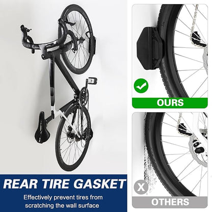 Swivel Bike Wall Mount, Vertical Bike Storage Rack, Space-Saving Hanger Hook for Garage & Apartment, Sturdy Holder Supports Up to 66 lbs, Scratch-Proof & Easy to Install