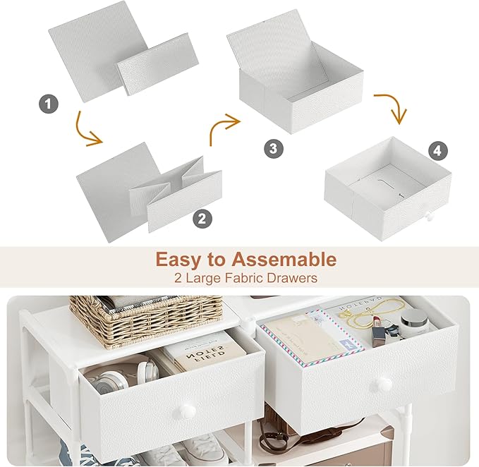 Tall Shoe Rack, 10 Tier Shoe Rack Organizer with 2 Large Drawers, Shoe Storage for 36-40 Pairs, Sturdy Metal Shoe Shelf Shoe Stand for Closet Entryway, White